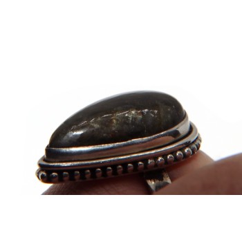 NSA|Ethnic women's ring in 925 silver with Labradorite drop size 17