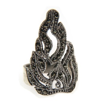 NSA|925 silver ring high flamed with marcasite size 18 ethnic woman girl