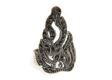NSA|925 silver ring high flamed with marcasite size 18 ethnic woman girl