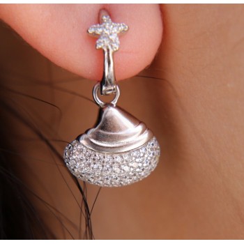NSA|925 silver circle earrings with starfish and rhodium shell NALBORI