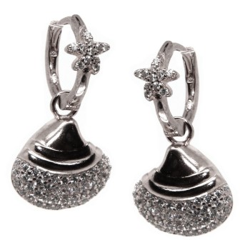 NSA|925 silver circle earrings with starfish and rhodium shell NALBORI