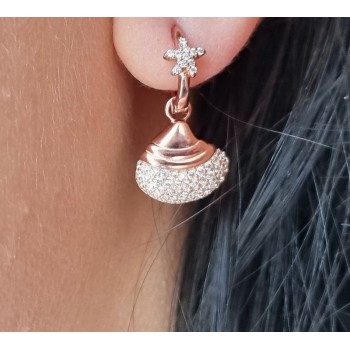 NSA|925 silver hoop earrings with starfish and shell rose gold plated woman NALBORI