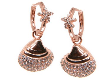 NSA|925 silver hoop earrings with starfish and shell rose gold plated woman NALBORI