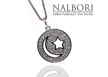 NSA|925 silver necklace moon and star pendant with zircons woman NALBORI