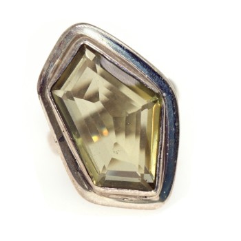 NSA|anello argento 925 pietra quarzo limone giallo citrino naturale donna misura 17