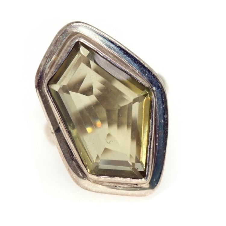 NSA|anello argento 925 pietra quarzo limone giallo citrino naturale donna misura 17