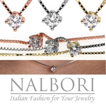 NSA|necklace point of light 925 silver zircon 3mm 42cm woman brand NALBORI