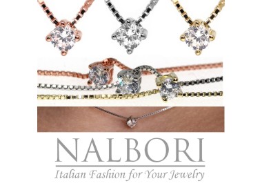 NSA|necklace point of light 925 silver zircon 3mm 42cm woman brand NALBORI