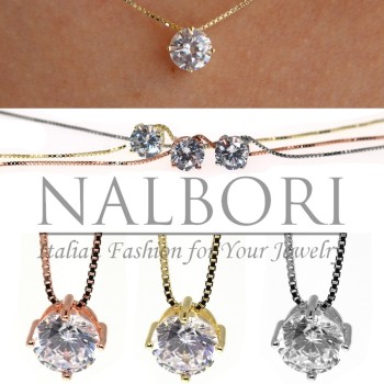 NSA|necklace point of light 925 silver zircon 6mm 42cm woman brand NALBORI bathroom rhodium yellow pink