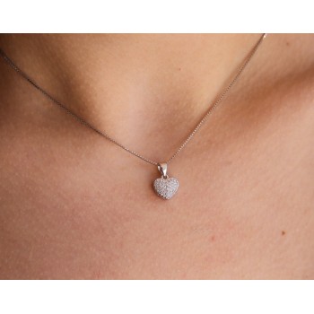 NSA|925 silver heart pendant necklace with zircons pavé brand NALBORI