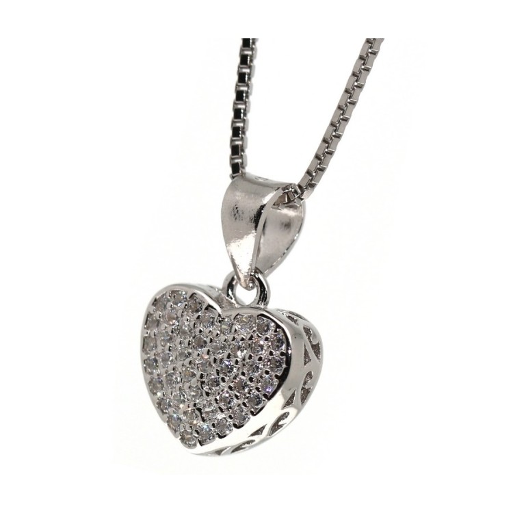 NSA|collana argento 925 cuore a ciondolo pavè zirconi donna marca NALBORI