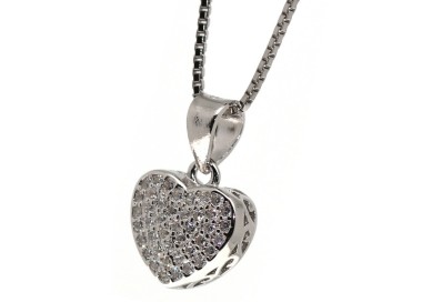 NSA|925 silver heart pendant necklace with zircons pavé brand NALBORI