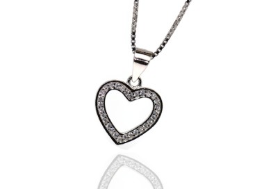 NSA|collana argento 925 cuore a ciondolo aperto zirconi donna marca NALBORI