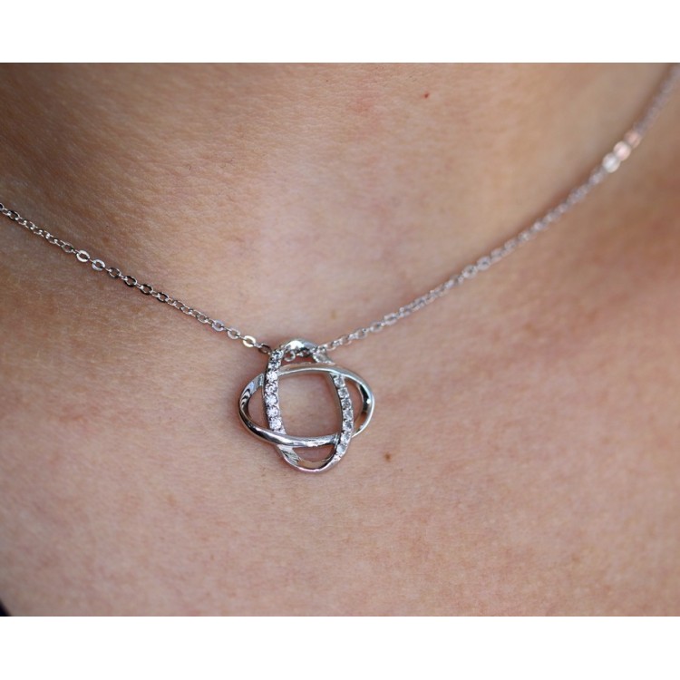 NSA|Melody 925 silver necklace intertwined ellipses and zircons woman brand NALBORI