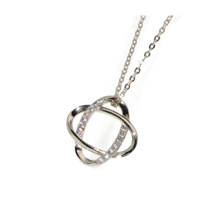 NSA|Melody 925 silver necklace intertwined ellipses and zircons woman brand NALBORI