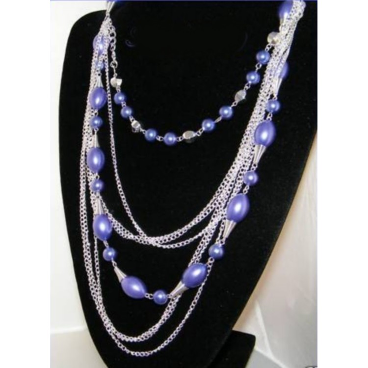 NSA|long millefili necklace purple mother-of-pearl pearls alloy jewellery
