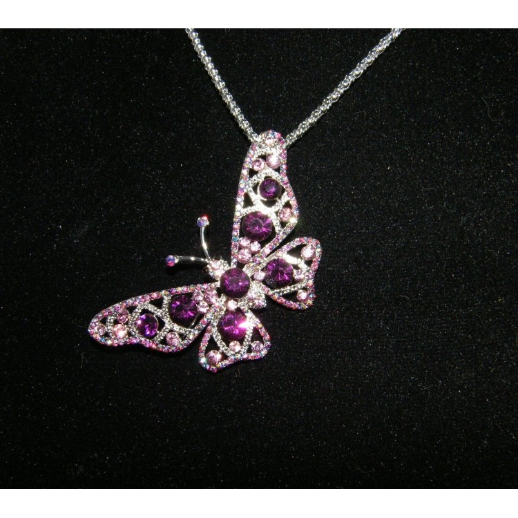 NSA|purple butterfly pendant brooch necklace women's alloy jewelry
