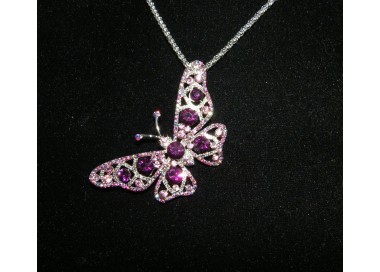 NSA|purple butterfly pendant brooch necklace women's alloy jewelry