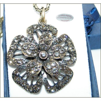 NSA|dark gold alloy flower pendant diamond rat tail long necklace