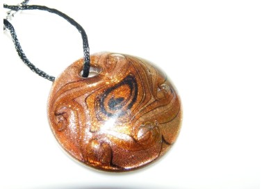 NSA|collana disco vetro soffiato cuiondolo uomo donna medaglia bigiotteria