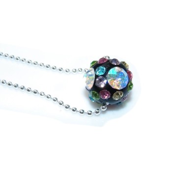 NSA|collana donna palline sfera nera strass bigiotteria in lega