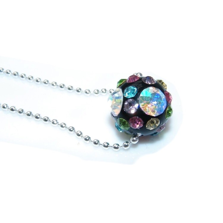 NSA|collana donna palline sfera nera strass bigiotteria in lega