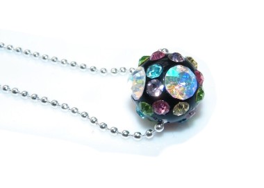 NSA|collana donna palline sfera nera strass bigiotteria in lega