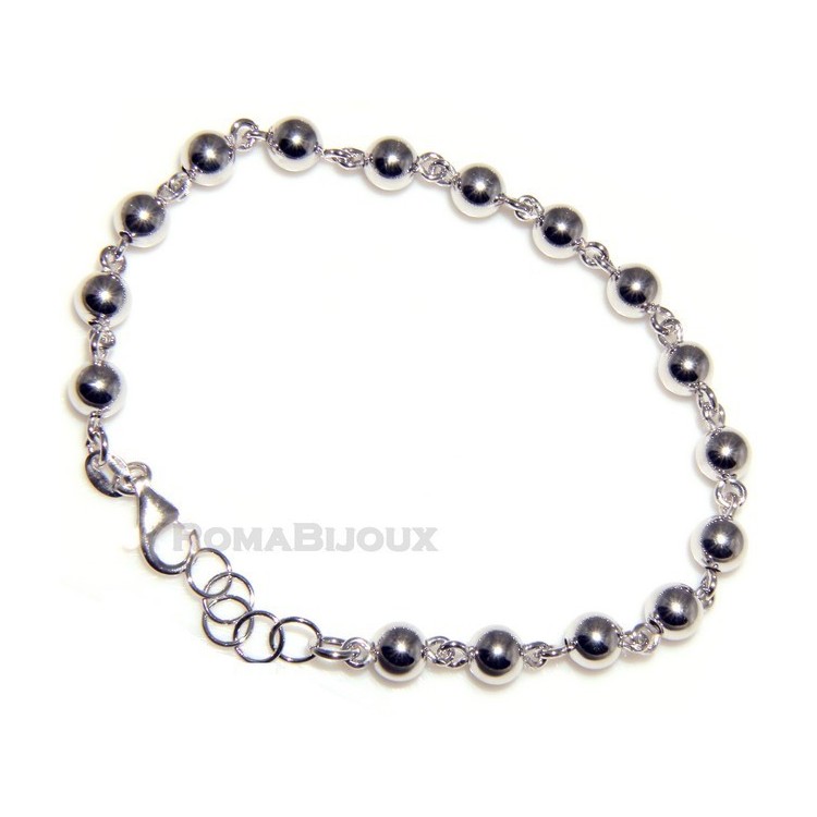 NSA|Argento 925 : bracciale palline marsigliese alternate uomo donna 5 6 8 mm