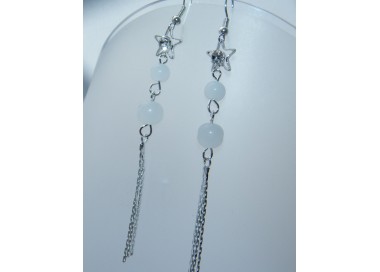 NSA|earrings silver jewelery pendant opalescent white pearls rhinestones