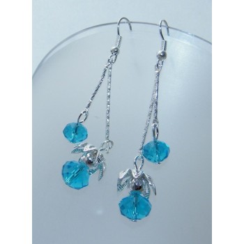 NSA|earrings silver jewelery pendant double light blue opalescent pearls