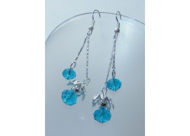 NSA|earrings silver jewelery pendant double light blue opalescent pearls