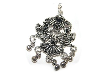 NSA|ethnic silver pendant with bells for woman