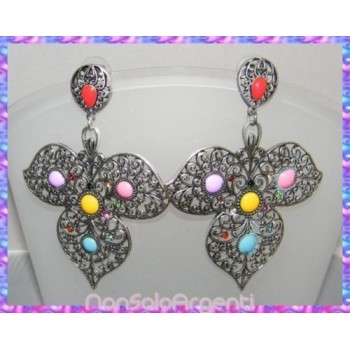 NSA|dangling earrings large filigree rhinestone pendants colored woman