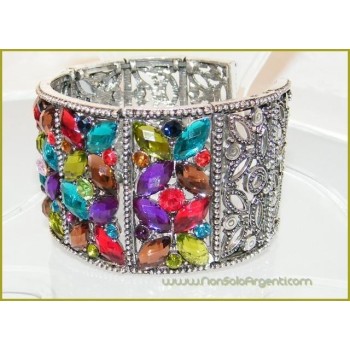 NSA|rhinestone navette rigid bracelet for woman silver