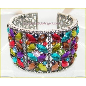 NSA|bracciale rigido navette strass per donna argentato