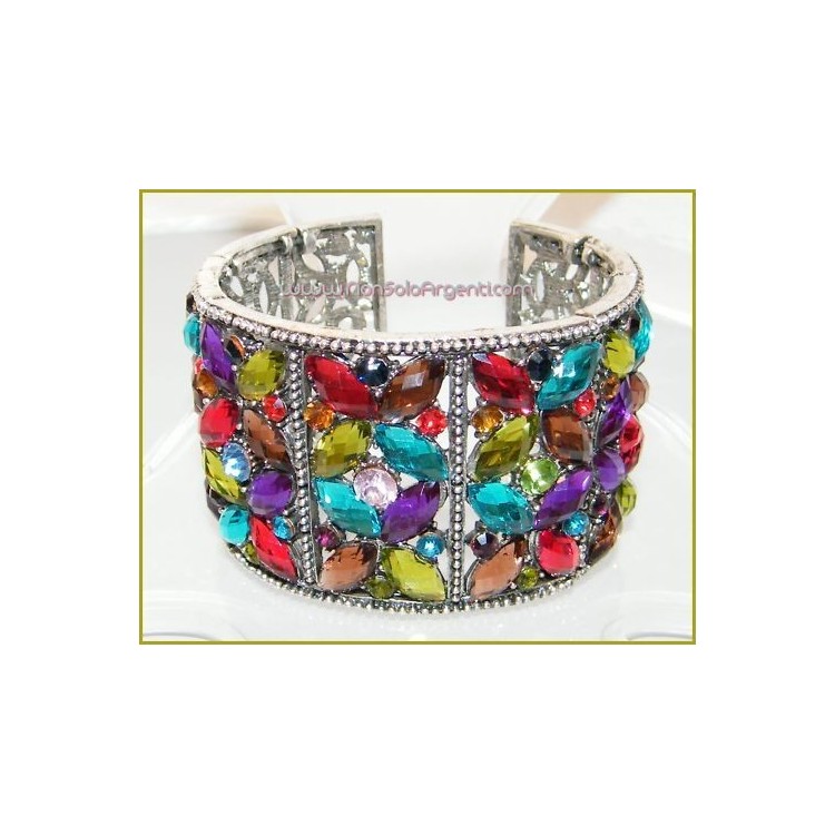 NSA|rhinestone navette rigid bracelet for woman silver