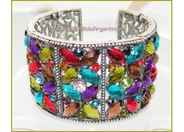 NSA|bracciale rigido navette strass per donna argentato