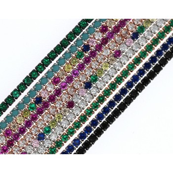 NSA|Bracciale Tennis argento 925 zirconi colorati sottile oro rosa giallo nero