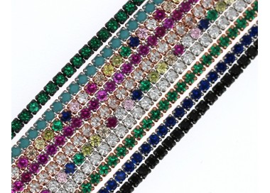 NSA|Tennis bracelet silver 925 thin colored zircons rose gold yellow black