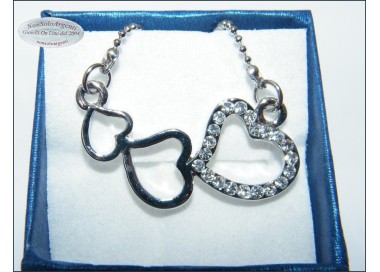 NSA|Silver necklace with central 3 women's gradation hearts