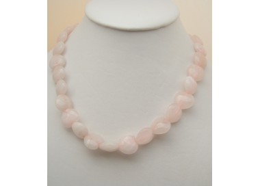 NSA|collana donna con cuori in quarzo rosa naturale pietre