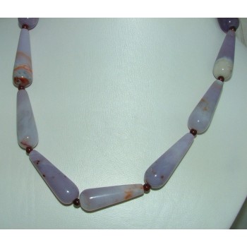 NSA|smooth purple briolette brazilian agate necklace with shaded marble effect