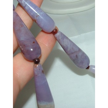 NSA|collana viola briolette agata brasiliana liscia effetto marmo sfumata