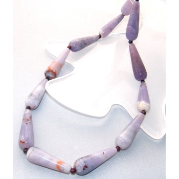 NSA|smooth purple briolette brazilian agate necklace with shaded marble effect
