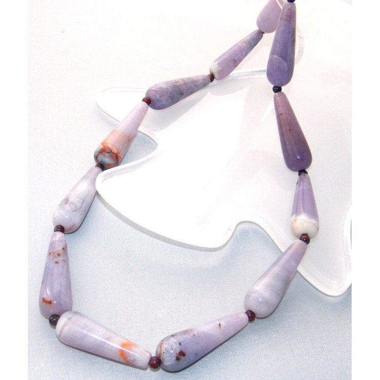 NSA|smooth purple briolette brazilian agate necklace with shaded marble effect
