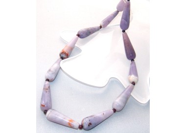 NSA|smooth purple briolette brazilian agate necklace with shaded marble effect
