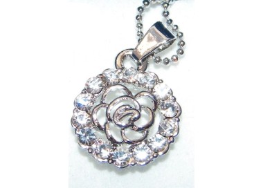 NSA|ciondolo fiore strass collana a palline per donna