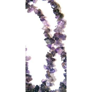 NSA|Chips long wire necklace NATURAL AMETHYST HARD STONES 87 cm without closure