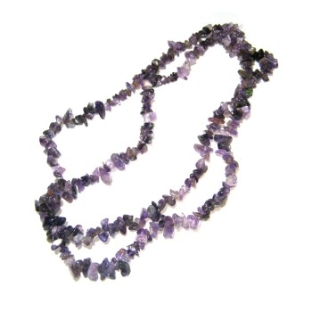 NSA|Chips long wire necklace NATURAL AMETHYST HARD STONES 87 cm without closure