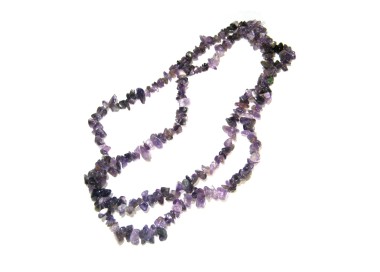 NSA|Chips long wire necklace NATURAL AMETHYST HARD STONES 87 cm without closure